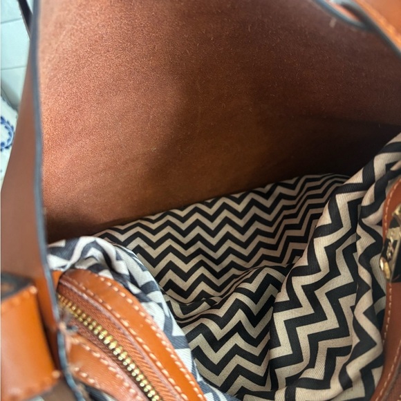 Co Lab Leather Shoulder Crossbody Brown Bag Purse removable insert NWOT - Picture 9 of 11